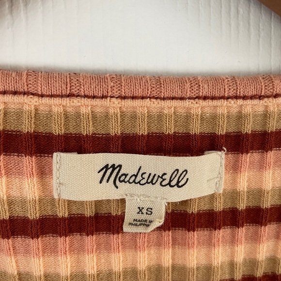 Madewell (Re)sourced Ribbed Button-Front Crop Tank in Braxton Stripe Size XS - Picture 4 of 4
